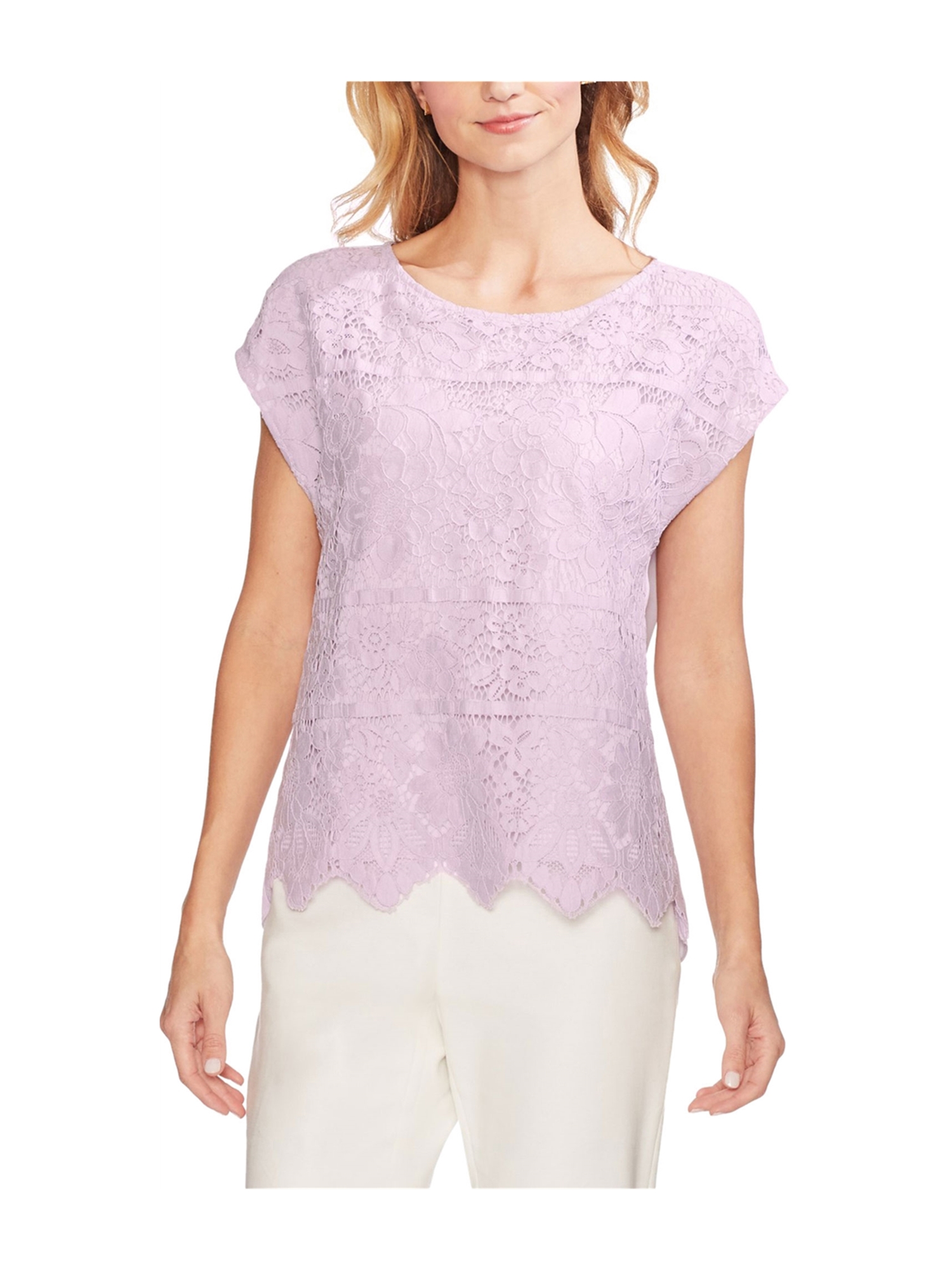 vince floral lace stitch pullover