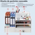 thumbnail image 3 of Organizador de escritorio de oficina y accesorios, Organizador de escritorio con 8 compartimentos + 1 cajón,Con Caja de Pañuelos, Ahorra Espacio para Bolígrafos, Carpetas, 3 of 9