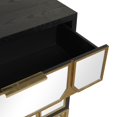 thumbnail image 6 of DecMode 32" x 32" Black Wooden Mirrored Geometric 3 Drawer Chest with Gold Frame, 1-Piece, 6 of 14