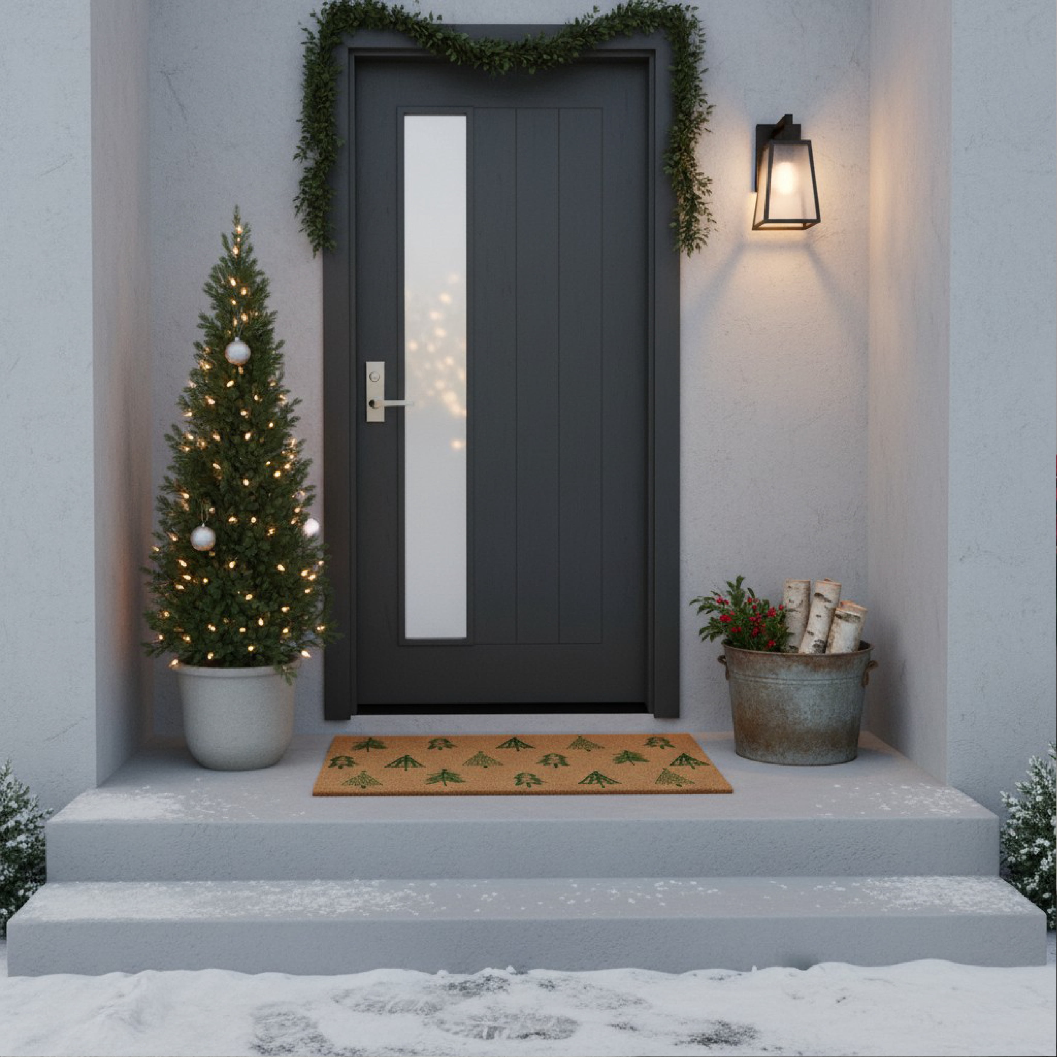 Green Christmas Tree Farm Doormat 24" x 36"