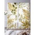 thumbnail image 3 of Brown Green Leaves Sheer Curtains 96 Inch Length 2 Panels Set Window Treatments, Summer Botanical Farmhouse Watercolor Leaf Rod Pocket Semi Curtains for Living Room/Bedroom/Kitchen, 104"W x 96"L, 3 of 7