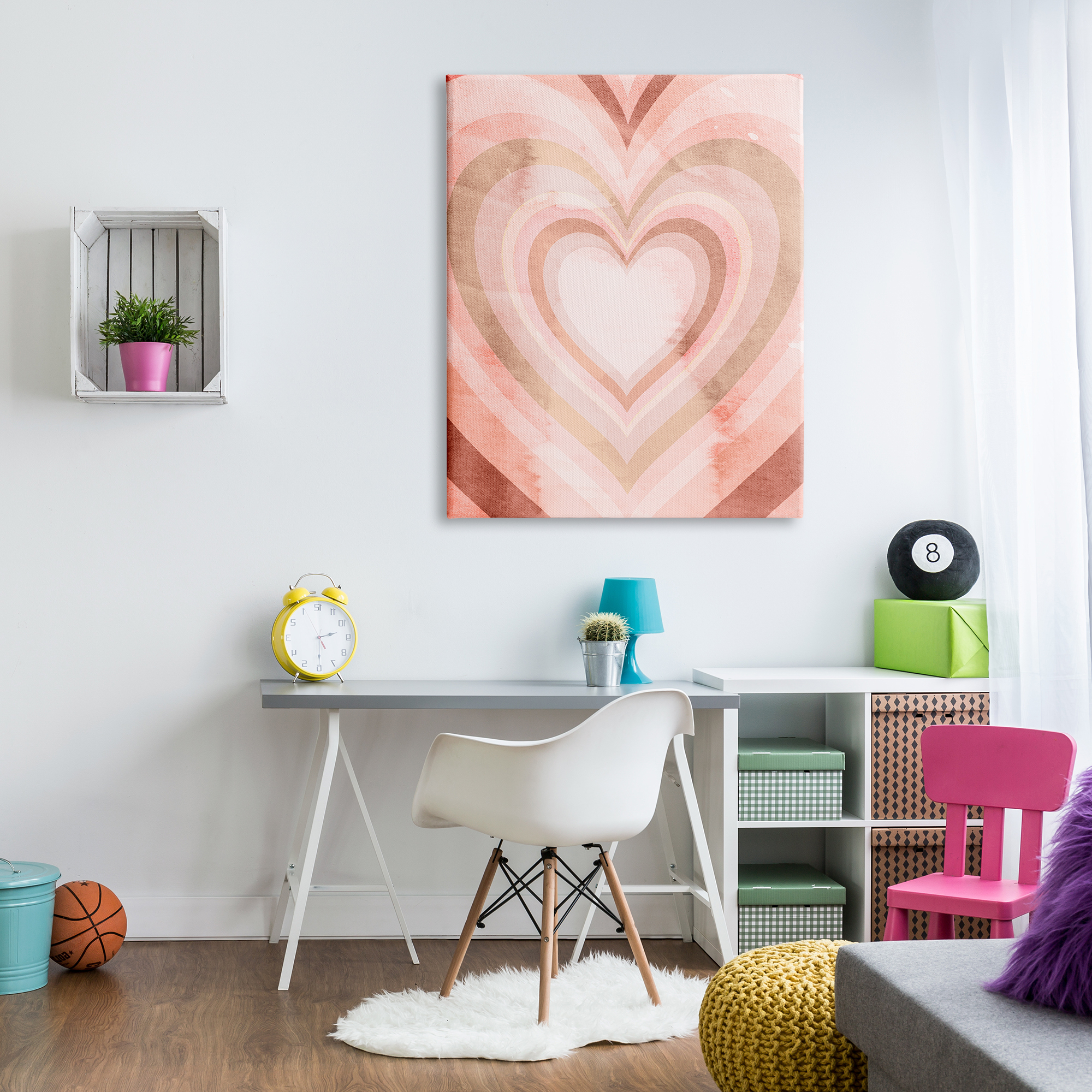Stupell Industries Retro Pink Heart Kaleidoscopic Pop Pattern, 36 x 48, Designed by Daphne Polselli