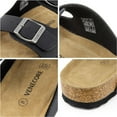 thumbnail image 2 of VENECORE Verano Women's Cork Footbed Sandals Summer Comfortable Cushioned Slide Flat Slip-on, Black, US 5M, 2 of 7