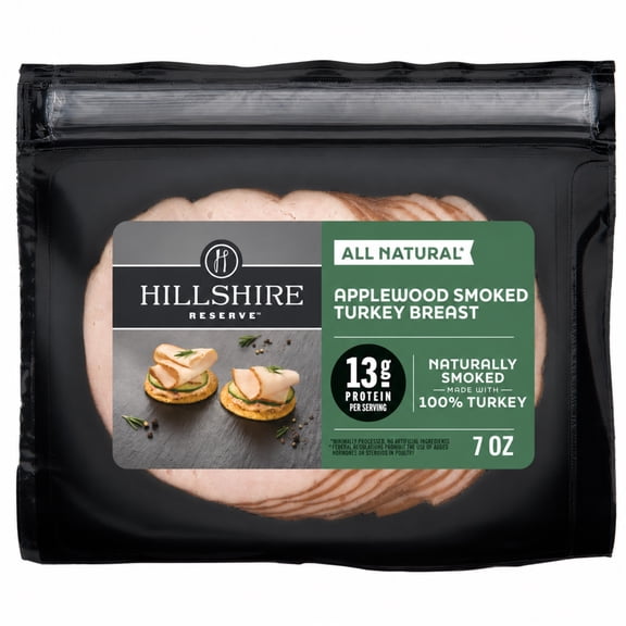 Hillshire Reserve Applewood Smoked Turkey Breast, All Natural Lunch Meat, 7 oz