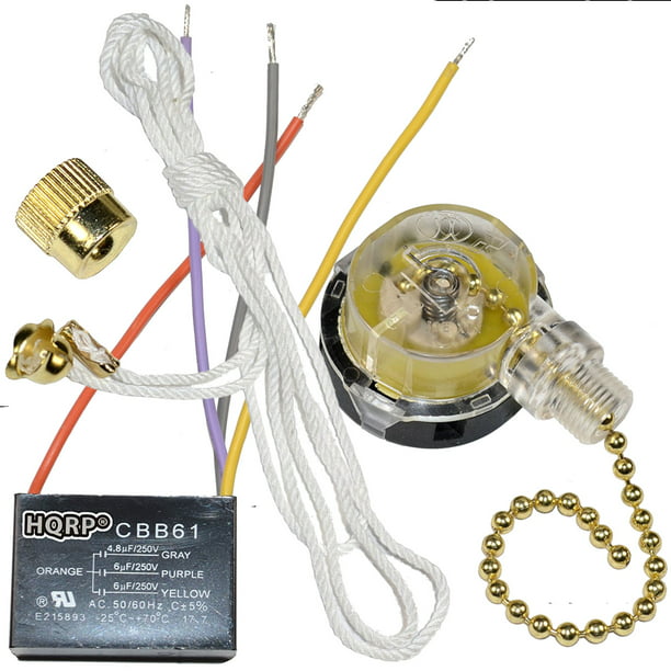 Hqrp Kit Ceiling Fan Capacitor Cbb61 4, Yellow Ceiling Fan Wire