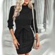 thumbnail image 5 of Vestido suéter para mujer de punto acanalado ajustado midi sexy otoño invierno bodycon cuello capucha vestidos, 5 of 7