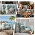 thumbnail image 5 of Blue Coastal Outdoor Waterproof Pillow Covers, Vintage Beach Nautical Starfish Botanical Decorative Square Throw Pillowcase Sofa Cushion Sham for Patio/Couch/Chair, 24"x24" 2 Pack, 5 of 8