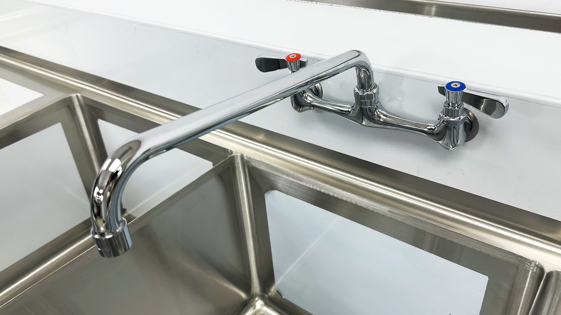 NSF 81 in. 3 Compartment Sink With Faucet, Kitchen Sink Commercial Sink with Left Drainboard in Stainless Steel