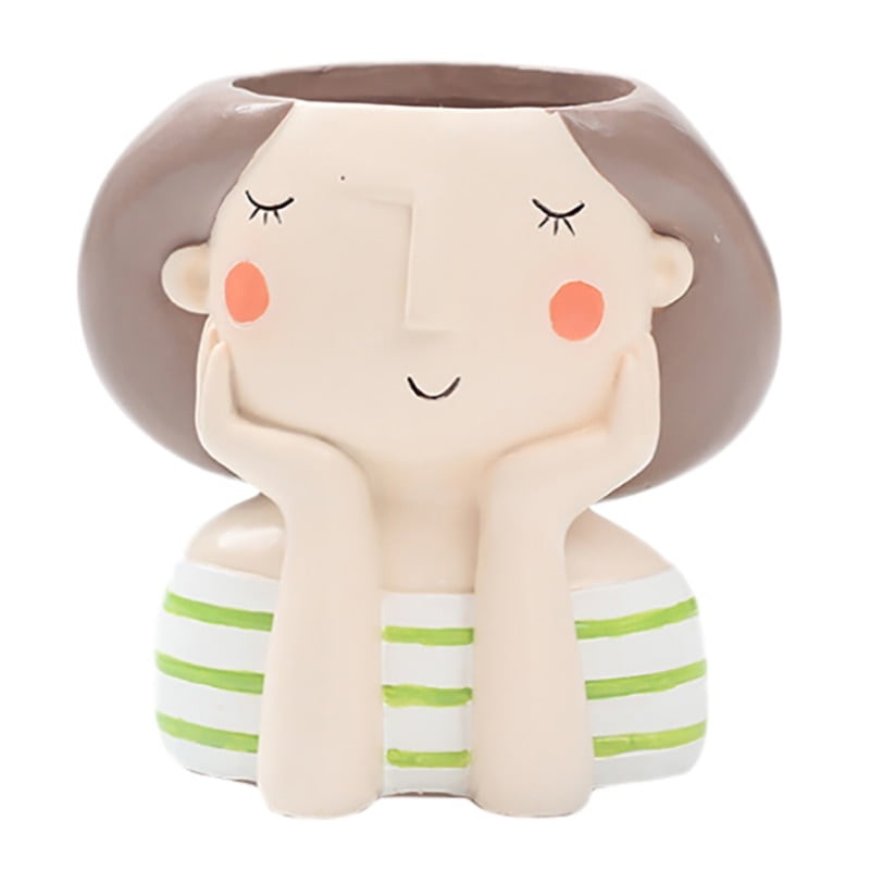 Succulent Plant Pot Cute Girl Flower Planter Flowerpot Create Design