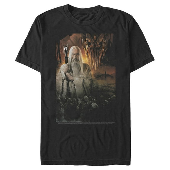 Men's The Lord of the Rings Fellowship of the Ring Evil Saruman  Graphic Tee Black Large