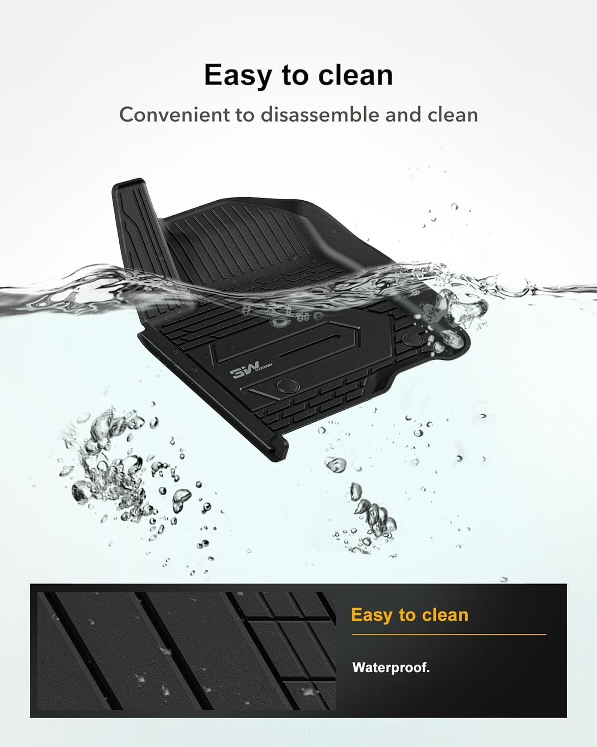 3W Floor Mats For 2019-2025 Chevy Silverado/GMC Sierra Denali 1500 & 2020-2025 GMC Sierra 2500HD/3500HD Crew Cab TPE All Weather Floor Liner Car Mats