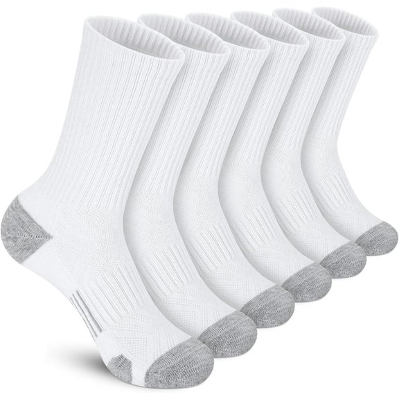 6 Pairs Athletic Socks Sport Running Calf Socks Performance Cushioned Breathable Crew Socks for Men Women Sports & Outdoor grip White Menswear Motivation Esports antislip