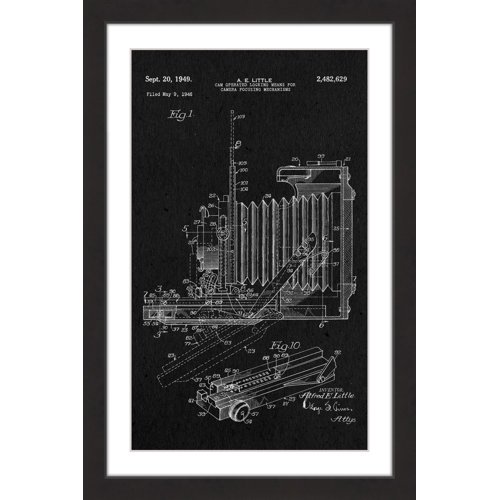"Camera 1949 Black Paper" Framed Painting Art Print, 12" x 1.5"