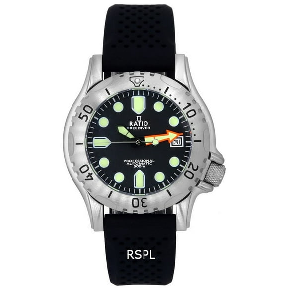 Ratio FreeDiver Professionnel Cadran Noir Saphir Automatique RTF015 500 m Montre pour Homme