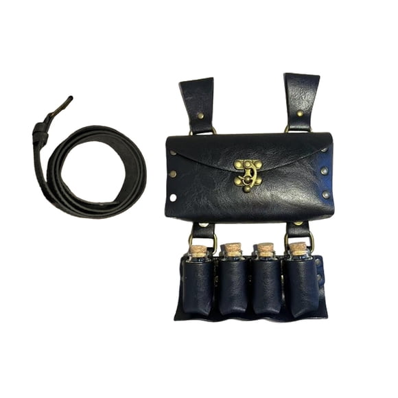 Shengyu Belt Pouch Vintage Inspired Belt Bag LARP Cosplay With PU Leather Potion Bottle Storage Pouch Medieval Bag black Total 17.5x9cm