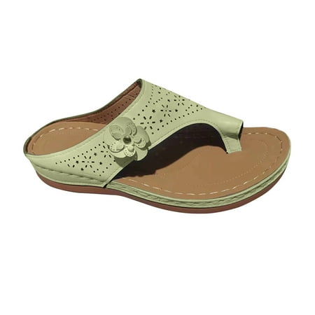 

Women Sandals Wide Fit Ladies Flip Flops Orthotic Shoes Comfy Walking Bunion Correction Sandals with Plantar Fasciitis Arch Support Indoor Outdoor Thong Wedges Sandals Summer Walking Sandals