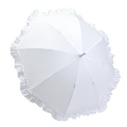 Galleria Kid's Ruffle Umbrella-White, No point saftey tips, safety runner