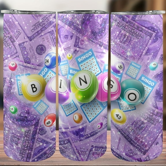 20oz Bingo Game Tumbler - Stainless Steel Insulated Cup with Lid & Straw, Summer/Winter Drinkware for Travel, Office, Home - Christmas & Valentine’s Day Gift