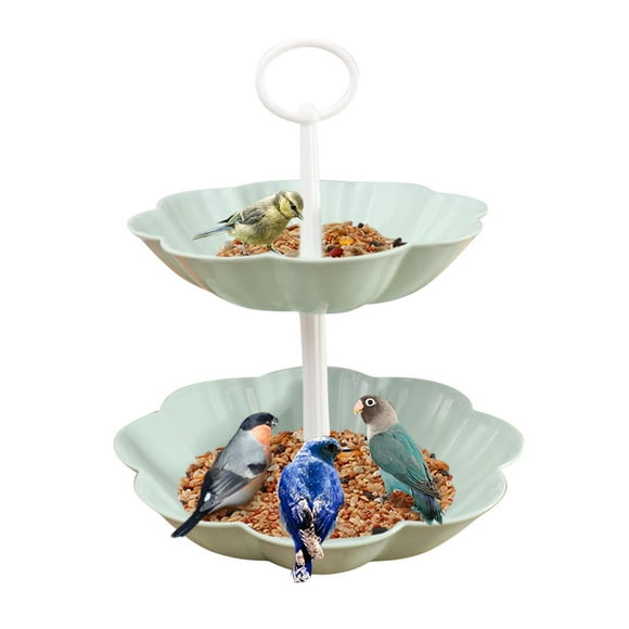 Kitchen Utensil Set European Double Layer Fruit Tray Cake Rack Fruit Layered Tray Multifunctional Bird Feeder, Green