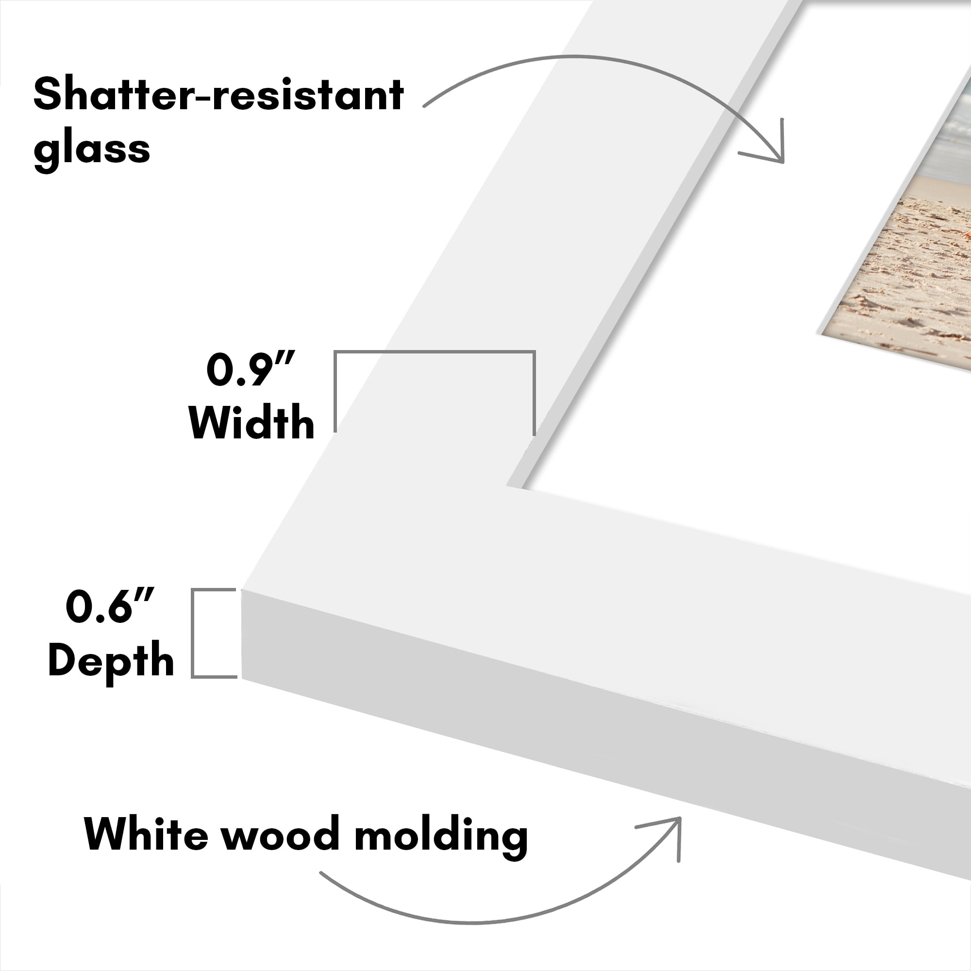 Americanflat 7 Pack Picture Frame with Shatter-Resistant Glass 11x14,8x10,5x7 Gallery Wall Signature - White