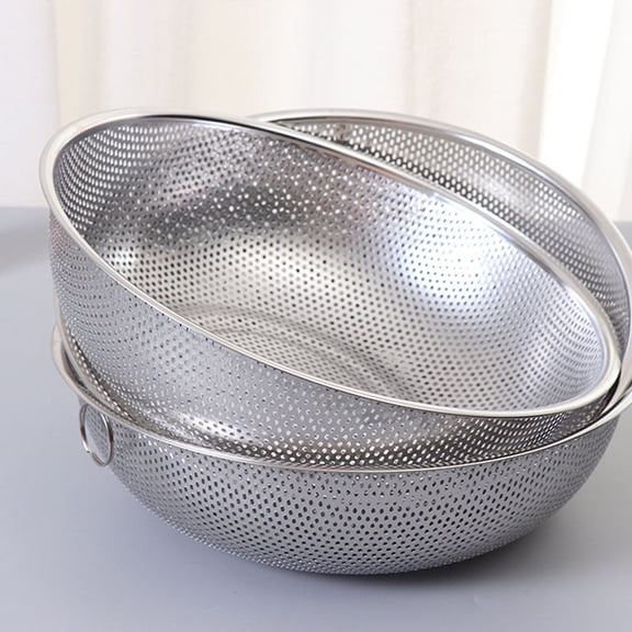COOPHYA Stainless Steel Kitchen Basket Strainer for Washing Rice, Fruits, Vegetables with Leak-Resistant Design