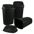 thumbnail image 2 of 13 Gallon / 50 L Swing Lid Tall Kitchen Trash Can, 4-Pack, Restaurants, Garage, Classroom, Office Garbage Bins, Black, 2 of 11