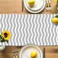 thumbnail image 4 of Burlap Table Runner 70 Inches Long, Minimalist Art Gray White Stripe Non-Slip Kitchen Table Runners for Dining Room Everyday Use Party Table Decorations Abstract Wave Water Ripple, 4 of 9