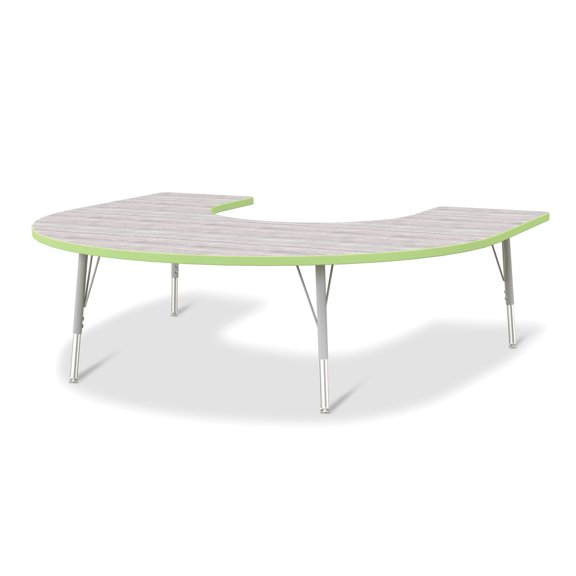 Horseshoe Activity Table - 60" X 66", E-height - Driftwood Gray/Key Lime/Gray