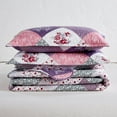 ComfortLiving 3 Piece Purple Quilted Bedspread Set King Size Floral
