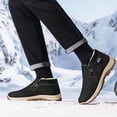 thumbnail image 5 of Men Slip on Warm Thick Fleece Lined Ankle Snow Boots Cozy Plush Lining Cold Weather Casual Booties Lightweight Windproof Footwear Black 8(42), 5 of 5