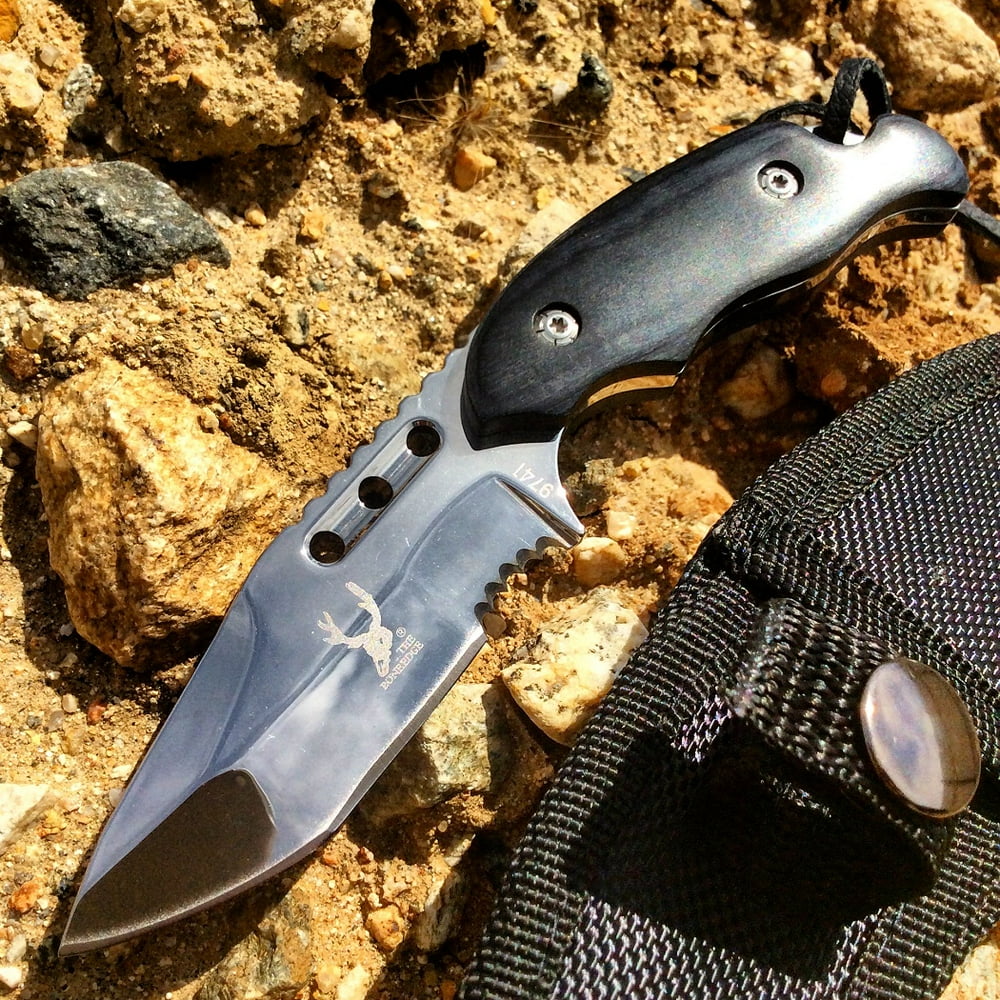 TheBoneEdge 6' Pocket Knife Full Tang Tactical Survival Knife Black