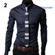 thumbnail image 1 of virginia moda hombres Argyle lujo estilo de negocios Slim Fit manga larga Casual vestido camisapangjing, 1 of 4
