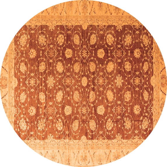 Ahgly Company Indoor Round Oriental Orange Traditional Area Rugs, 7' Round