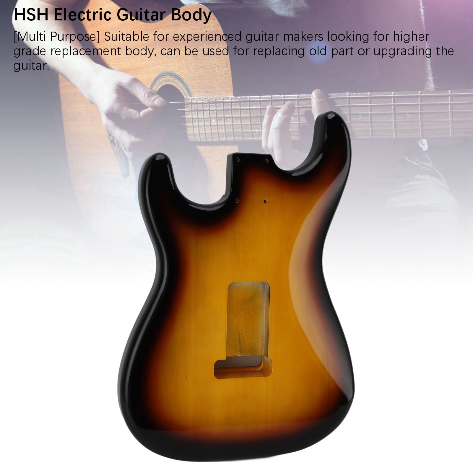 Electric Guitar Body, Electric Guitar Body Replacement Thin Satin Polyurethane Sealant Sunburst Pre Drilled Exquisite Poplar Wood  For ST Guitars