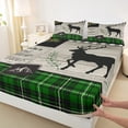 thumbnail image 4 of Homewish Magic Moose Deer Twin Sheet Sets, Woodland Wildlife Twin Fitted Sheet, Rustic Adventure Flat Sheet, Microfiber Bedroom Decor, 3-Piece, 4 of 8