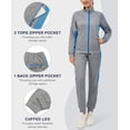 thumbnail image 2 of Little Donkey Andy Women's 2 Piece Full Zip Tracksuit Set, 4 Way Stretch Breathable Jogger Outfit with Zipper Pockets, for Gym Running Casual Wear, Light Grey 2XL, 2 of 7