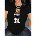 thumbnail image 1 of Camisetas con estampado para mujer, camisetas de manga corta de verano 2025, blusas casuales con cuello redondo para adolescentesWomen's Trendy Bear Print T-Shirt - Casual Crew Neck, Short Sleeve,, 1 of 6
