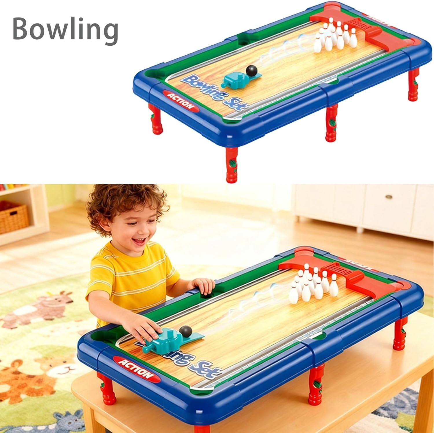 6-in-1 Multi Game Table, 2026 New Portable Multi-Functional Game Set: Features Air Hockey, Bowling, Foosball, Tabletop Pool, Basketball & Golf, Ideal for Family Bonding