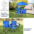 thumbnail image 4 of MAT EXPERT Folding Double Camp Chair w/Removable Umbrella, Portable Picnic Chair w/Mini Table, Chair Set w/Beverage Holder, Portable Loveseat Camp Chairs for Beach/Backyard/Poolside/Park, 4 of 18