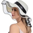 thumbnail image 1 of Sombrero de paja para mujer, plegable, de ala ancha, con protección UV UPF50, para viajes, para playa y verano, 1 of 7