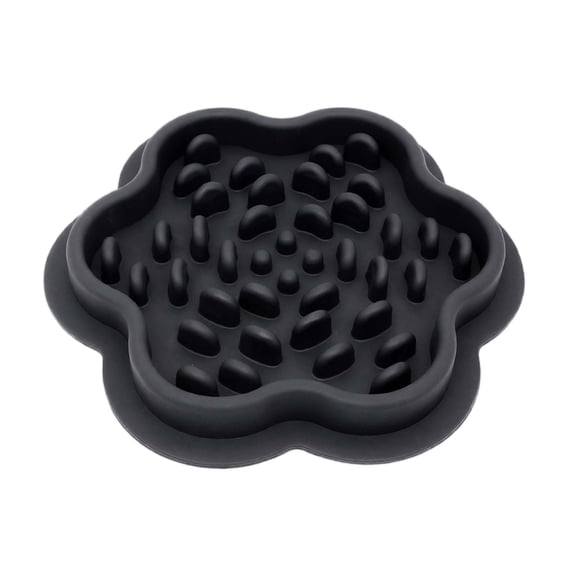 Pet Silicone Slow Feeder Bowl, Petal Feeding Bowl with Ridge Slow Eating Training Tool for Dog Cat Daily Eating Anti Fast Eating Black