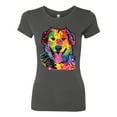 thumbnail image 3 of Smiling Dog | Colorful Neon Golden Retreiver | Dean Russo Art Animal Lover Womens Slim Fit Junior Tee, Dark Grey, Large, 3 of 6