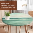 thumbnail image 3 of Turquoise Coastal Round Tablecloth 45-54 Inch Round Fitted Table Cloth with Elastic Edge, Teal Vintage Summer Ocean Waves Waterproof Table Cover Protector for Outdoor Picnic Party Dining, 3 of 6