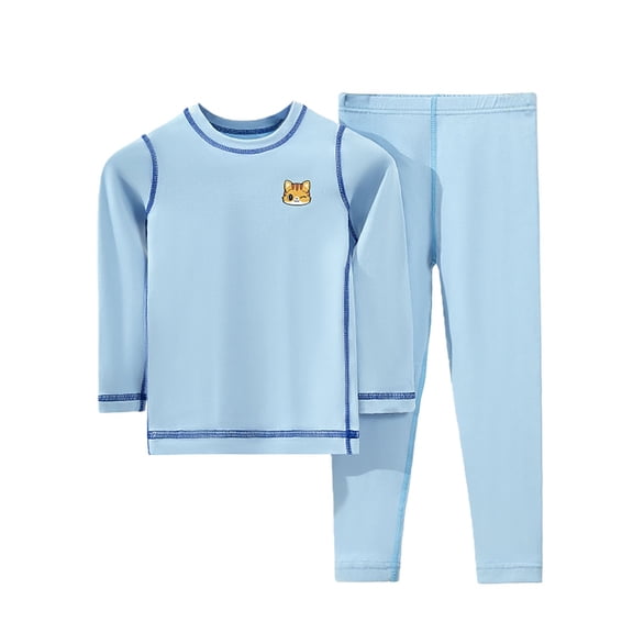 Mercatoo 2 Set Boys Thermal Underwear Sets Kids Double-Sided Fleece Lined Long J𝐨h𝐧s Base Layer Top and Bottom for Cold Weather