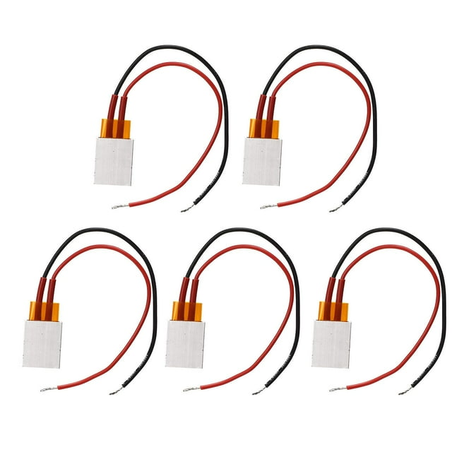 5pcs PTC Heater Plate Aluminum Alloy Ceramic Thermostatic Heating Element 200°C Red and Black Cable 12V