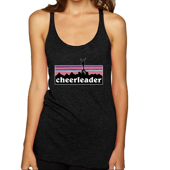 Wild Bobby Cheerleader Silhouette Girl Sports Women Tri-Blend Racerback Tank Top, Vintage Black, Small