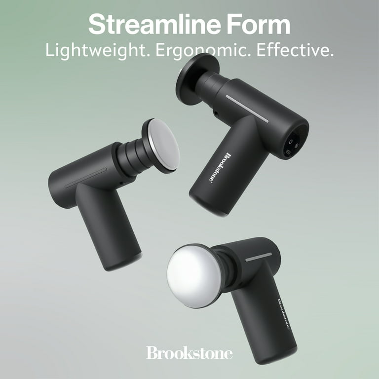 Brookstone Cordless Hot and Cold Percussion Deep Tissue Massager Gun, 6  Intensity Levels