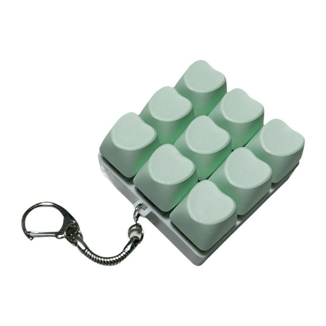 Mini llavero con teclado de 9 botones, juguete mecánico para dedos, para mayores de 15 años. Cian