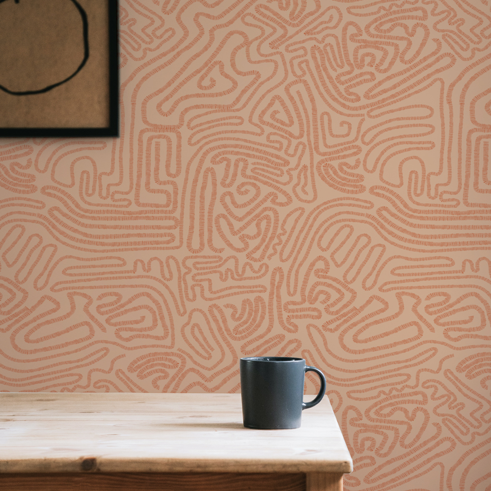 Tempaper Sketch Rouge Peel and Stick Wallpaper, 20.5" x 16.5'