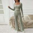 thumbnail image 3 of Perfectbot Women's Striped Lounge Set, Long Sleeve Cropped Top and Drawstring Waist Pants Pjs 2 Piece Set, 3 of 6